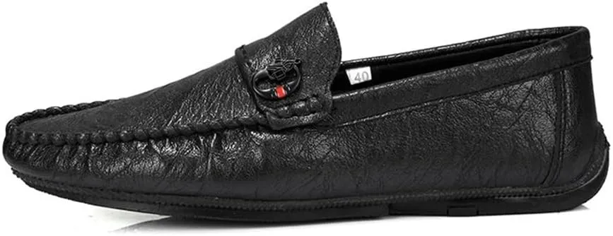 Men's Loafers Moccasins Shoes Solid Colors Lightweight Vegan Leather Flat Heel Slip Resistant Lightweight Wedding Slip-on