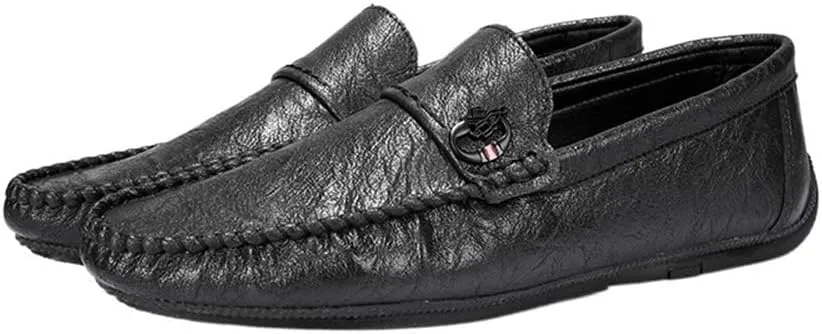 Men's Loafers Moccasins Shoes Solid Colors Lightweight Vegan Leather Flat Heel Slip Resistant Lightweight Wedding Slip-on