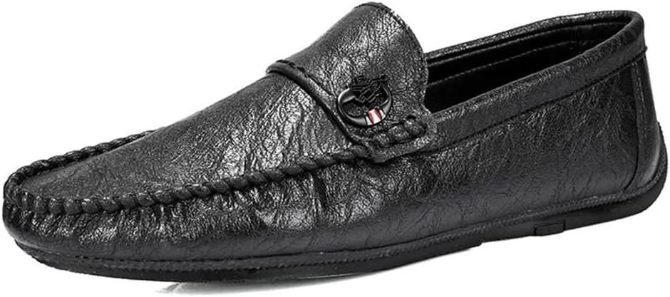 Men's Loafers Moccasins Shoes Solid Colors Lightweight Vegan Leather Flat Heel Slip Resistant Lightweight Wedding Slip-on
