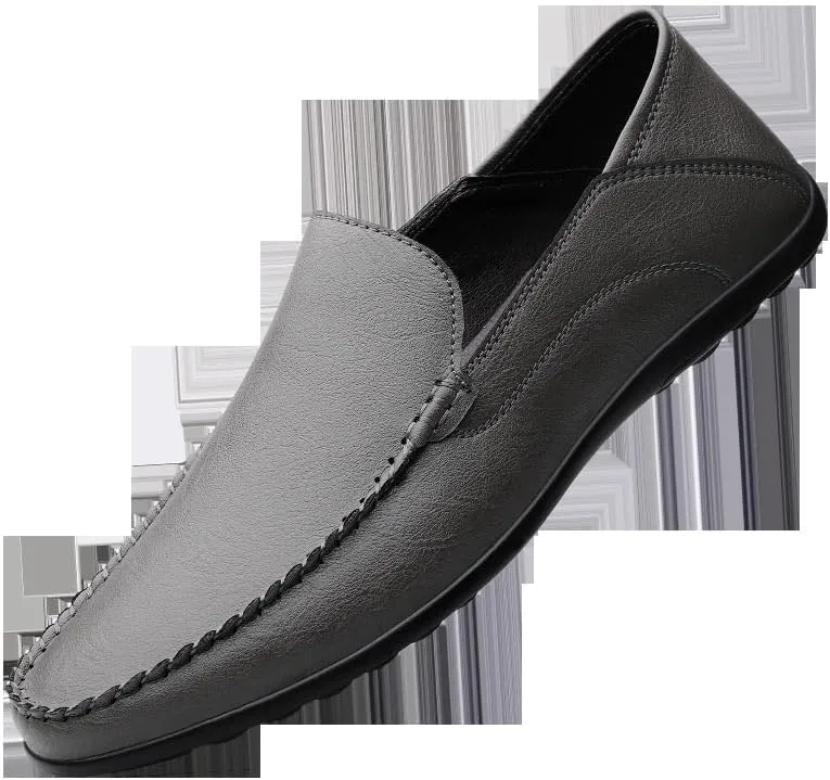 Men's Loafers Shoes Round Toe Solid Color Vegan Leather Anti-Slip Flat Heel Slip Resistant Wedding Classic Slip-ons