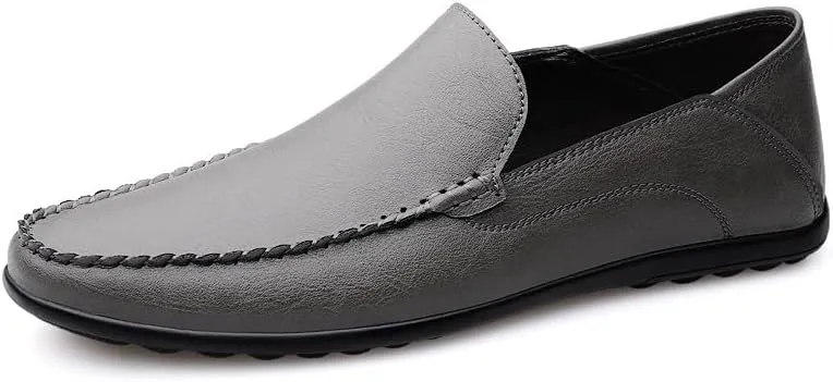 Men's Loafers Shoes Round Toe Solid Color Vegan Leather Anti-Slip Flat Heel Slip Resistant Wedding Classic Slip-ons