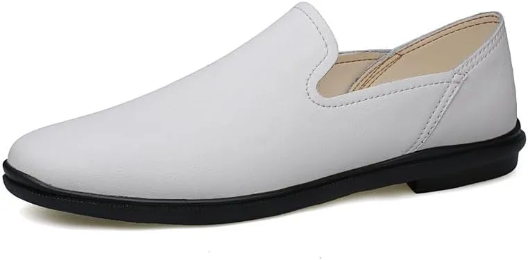 Men's Loafers Shoes Round Toe Vegan Leather Loafer Shoes Lightweight Flexible Flat Heel Fashion Prom Slip-ons
