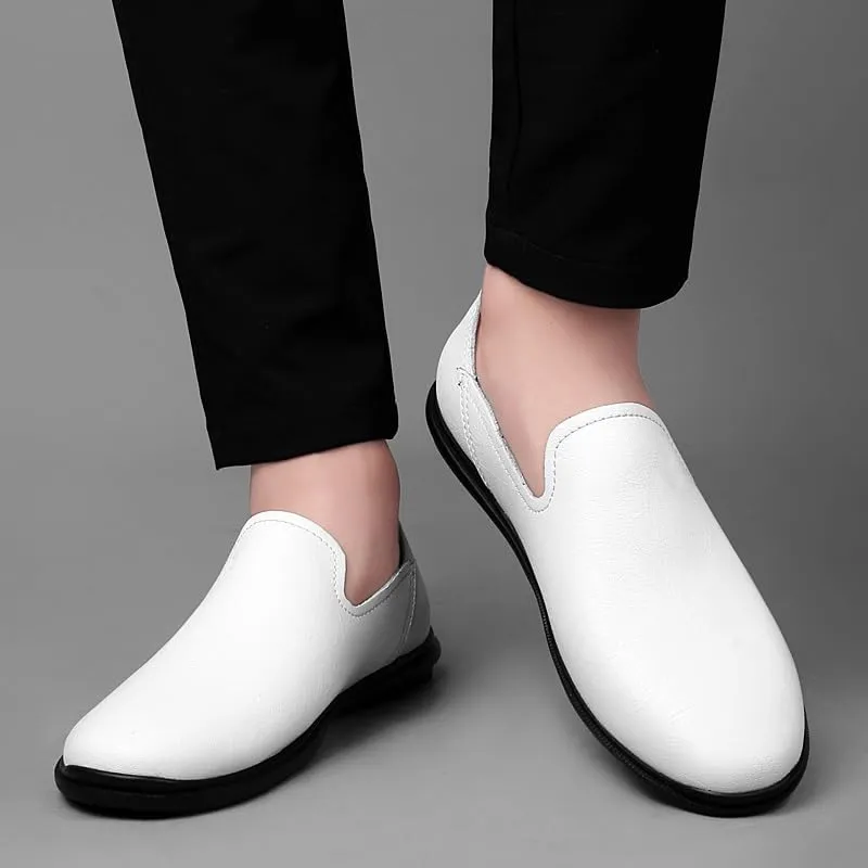 Men's Loafers Shoes Round Toe Vegan Leather Loafer Shoes Lightweight Flexible Flat Heel Fashion Prom Slip-ons