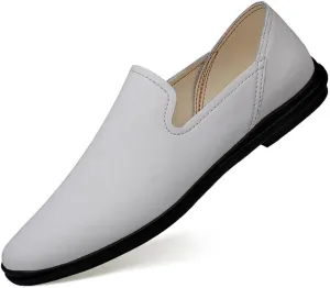 Men's Loafers Shoes Round Toe Vegan Leather Loafer Shoes Lightweight Flexible Flat Heel Fashion Prom Slip-ons