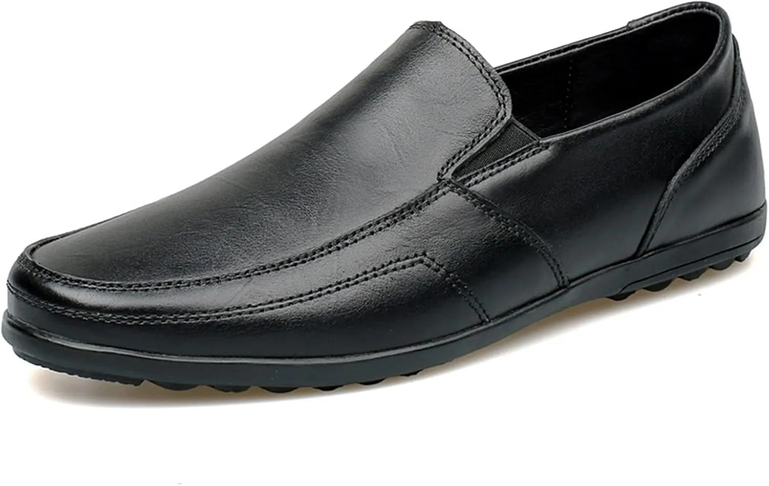 Men's Loafers Shoes Round Toe Vegan Leather Solid Color Loafer Shoes Flexible Comfortable Flat Heel Classic Slip On