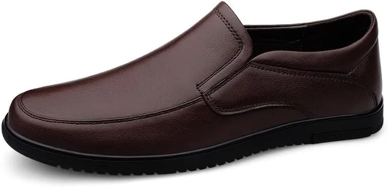Men's Loafers Solid Color Vegan Leather Slip Resistant Loafer Shoes Flat Heel Resistant Anti-Slip Party Classic Slip On
