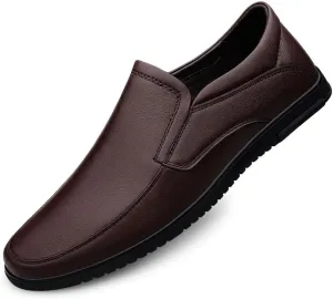 Men's Loafers Solid Color Vegan Leather Slip Resistant Loafer Shoes Flat Heel Resistant Anti-Slip Party Classic Slip On