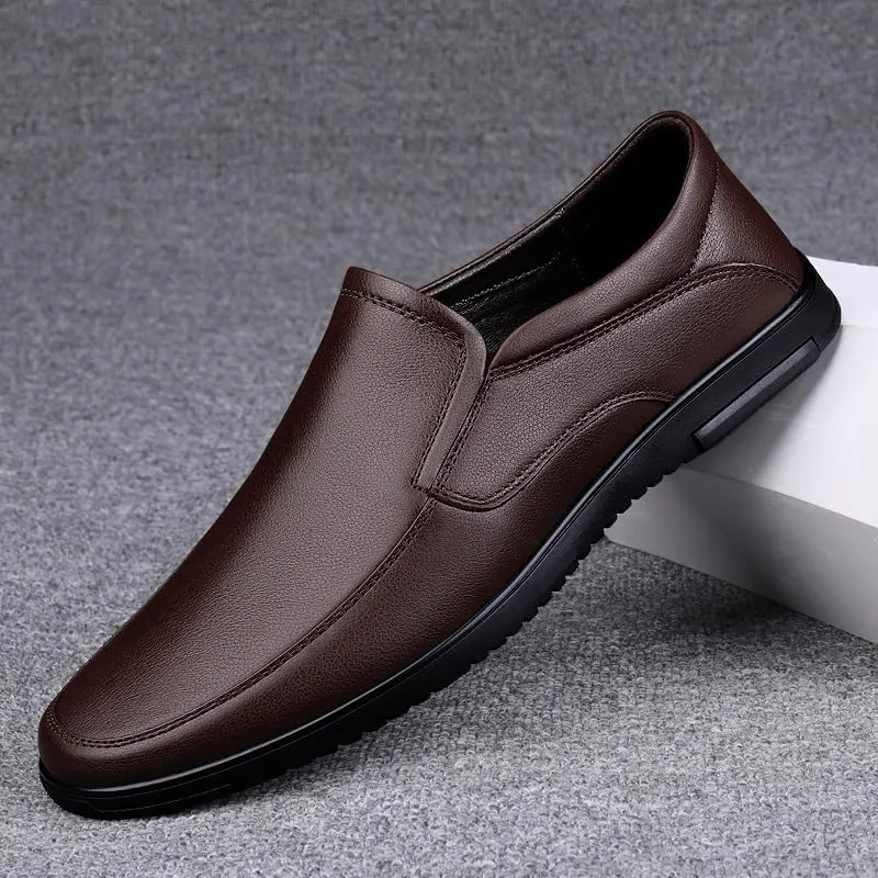 Men's Loafers Solid Color Vegan Leather Slip Resistant Loafer Shoes Flat Heel Resistant Anti-Slip Party Classic Slip On