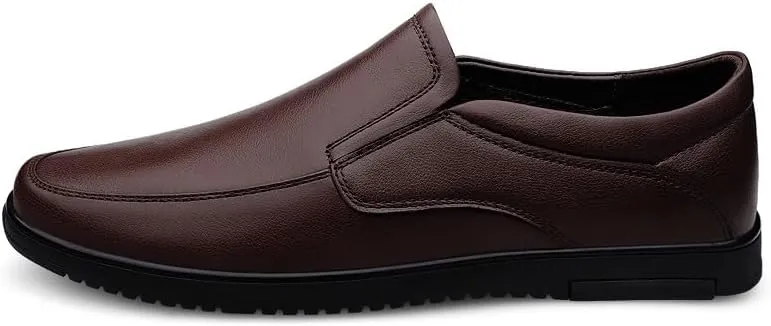 Men's Loafers Solid Color Vegan Leather Slip Resistant Loafer Shoes Flat Heel Resistant Anti-Slip Party Classic Slip On
