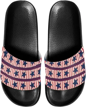 Mens Non-Slip EVA Slide Sandals Pool House Beach Footwear Comfy Open Toe Flat Shoes Single Band Slippers Slip On Shower Shoes With Soft Leather