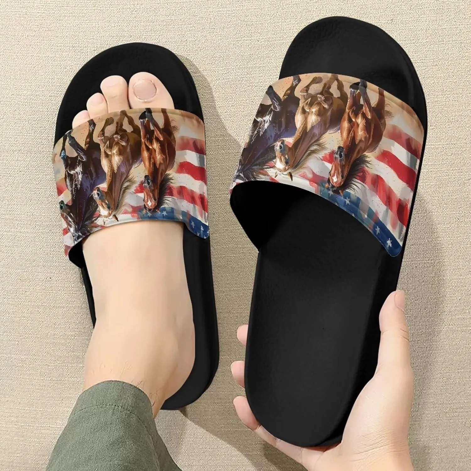 Mens Non-Slip EVA Slide Sandals Pool House Beach Footwear Comfy Open Toe Flat Shoes Single Band Slippers Slip On Shower Shoes With Soft Leather