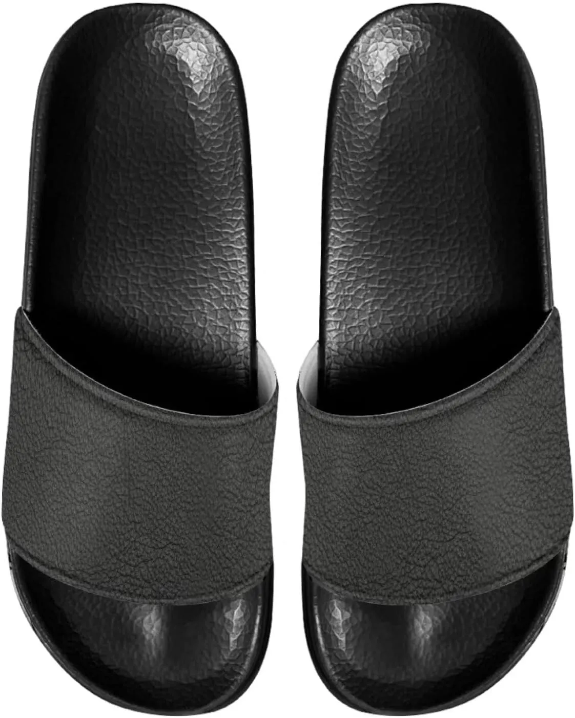 Mens Non-Slip EVA Slide Sandals Pool House Beach Footwear Comfy Open Toe Flat Shoes Single Band Slippers Slip On Shower Shoes With Soft Leather