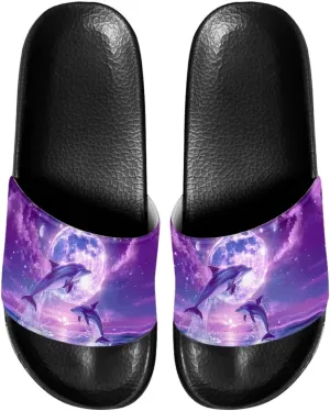 Mens Non-Slip EVA Slide Sandals Pool House Beach Footwear Comfy Open Toe Flat Shoes Single Band Slippers Slip On Shower Shoes With Soft Leather