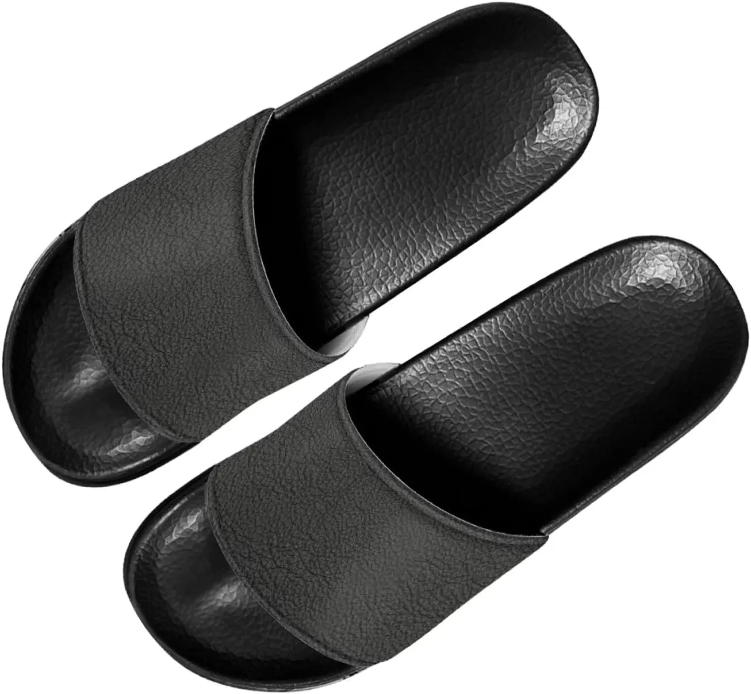 Mens Non-Slip EVA Slide Sandals Pool House Beach Footwear Comfy Open Toe Flat Shoes Single Band Slippers Slip On Shower Shoes With Soft Leather