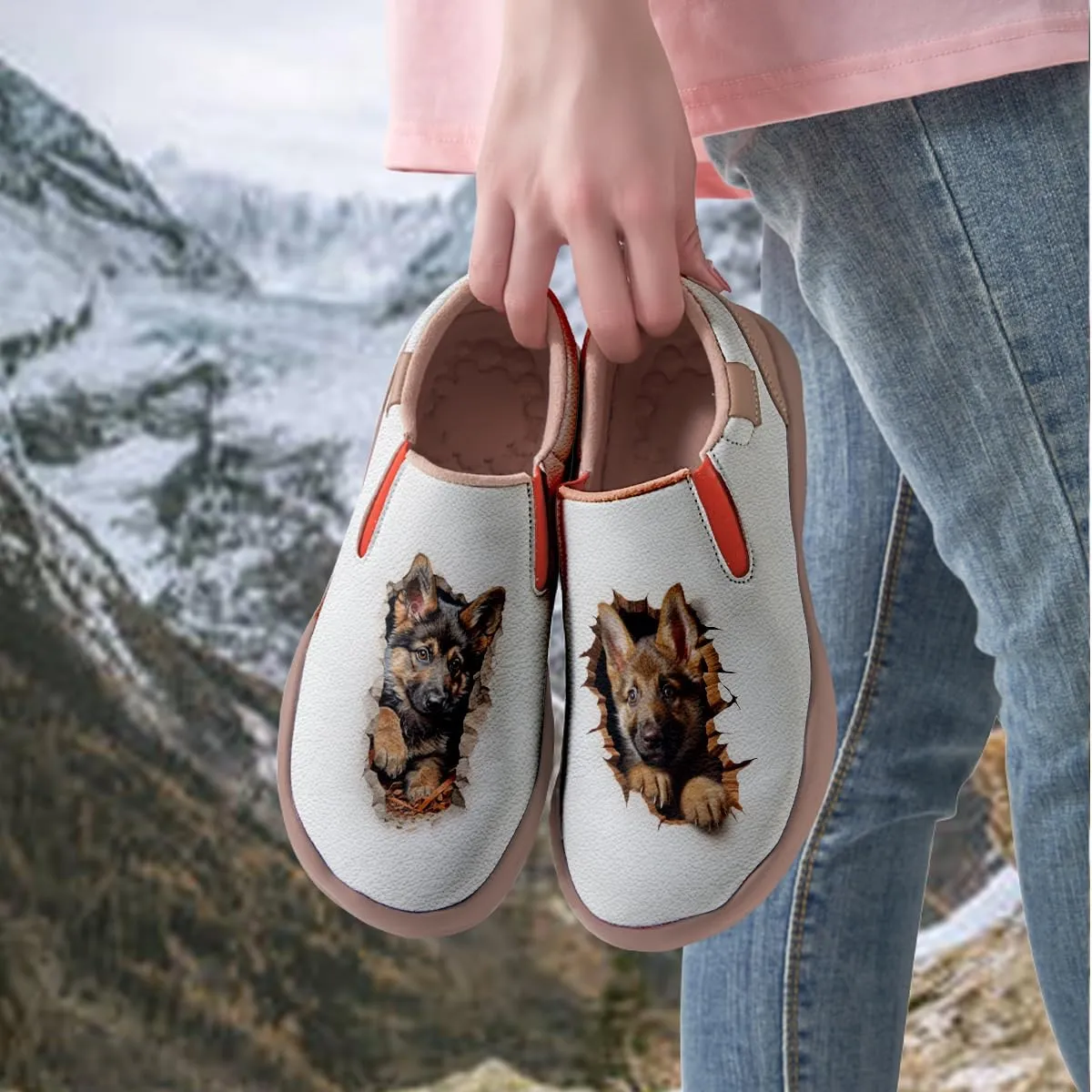 Men's Painted Travel Shoes Slip On Casual Comfortable Lightweight Flat Sole Wide Toe Animal Art 3D