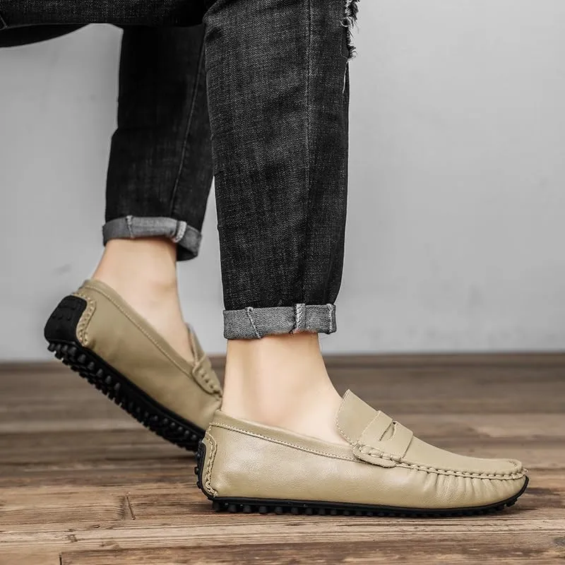 Men's Shoes Mens Loafers Round Toe Vegan Leather Penny Driving Loafers Flat Heel Slip Resistant Lightweight Wedding Party Slip-on