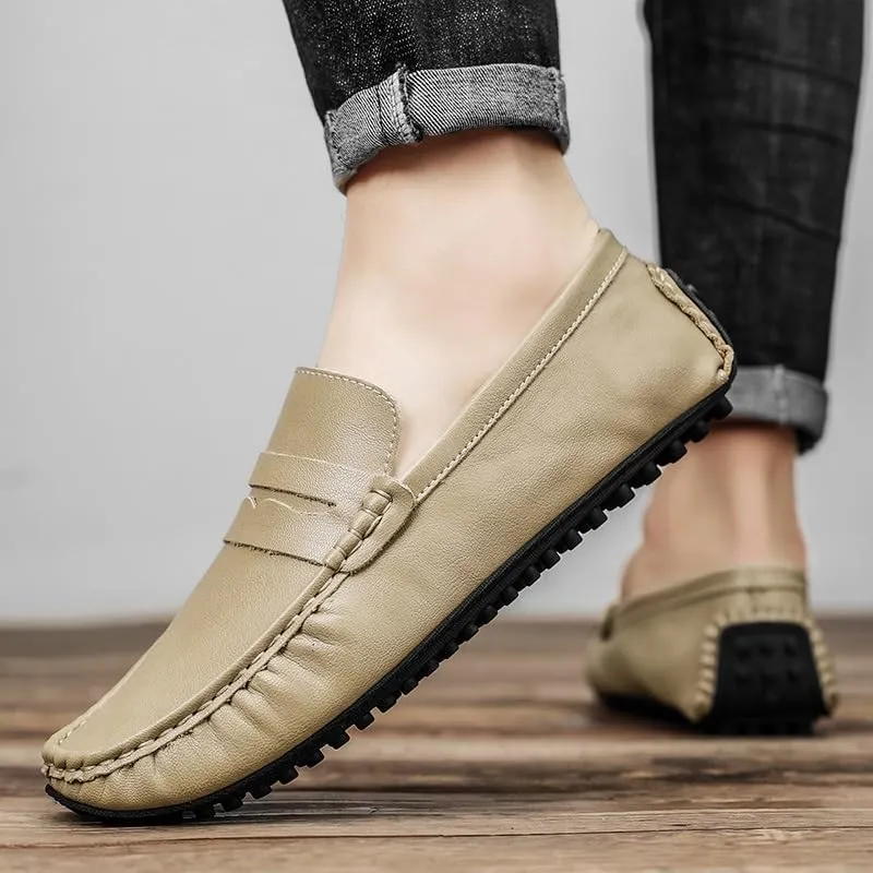 Men's Shoes Mens Loafers Round Toe Vegan Leather Penny Driving Loafers Flat Heel Slip Resistant Lightweight Wedding Party Slip-on