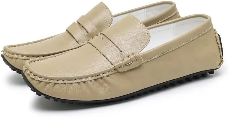 Men's Shoes Mens Loafers Round Toe Vegan Leather Penny Driving Loafers Flat Heel Slip Resistant Lightweight Wedding Party Slip-on