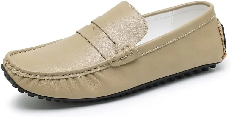 Men's Shoes Mens Loafers Round Toe Vegan Leather Penny Driving Loafers Flat Heel Slip Resistant Lightweight Wedding Party Slip-on