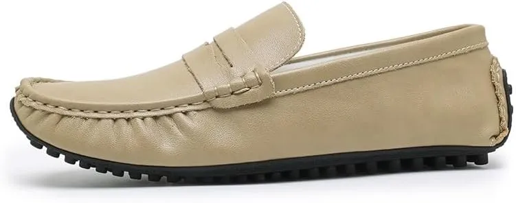 Men's Shoes Mens Loafers Round Toe Vegan Leather Penny Driving Loafers Flat Heel Slip Resistant Lightweight Wedding Party Slip-on