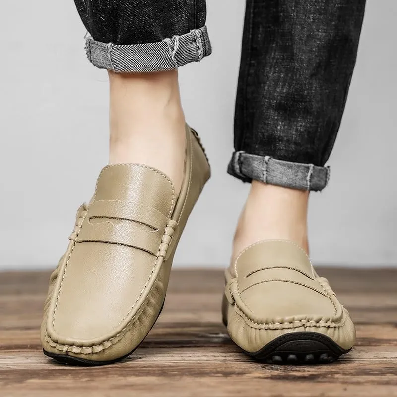 Men's Shoes Mens Loafers Round Toe Vegan Leather Penny Driving Loafers Flat Heel Slip Resistant Lightweight Wedding Party Slip-on