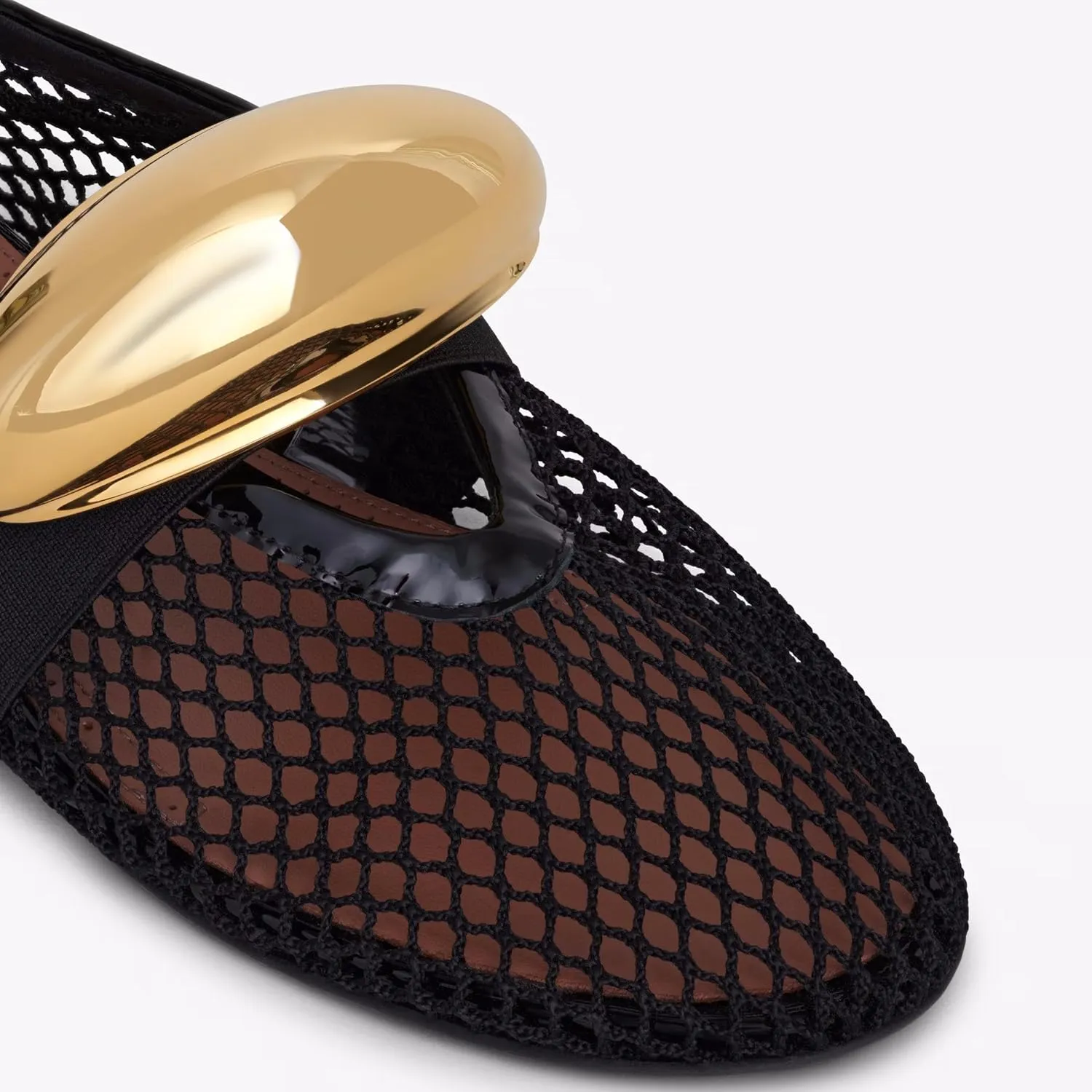 Mesh Ballet Flats Metal Hole Flat Sparkling Rhinestone Buckle Strap Embellished Mary Jane Flat Adjust Buckle Closed Round Toe Ballerina Shoes Metal Strap Flats Low Heel Casual Dress Shoes