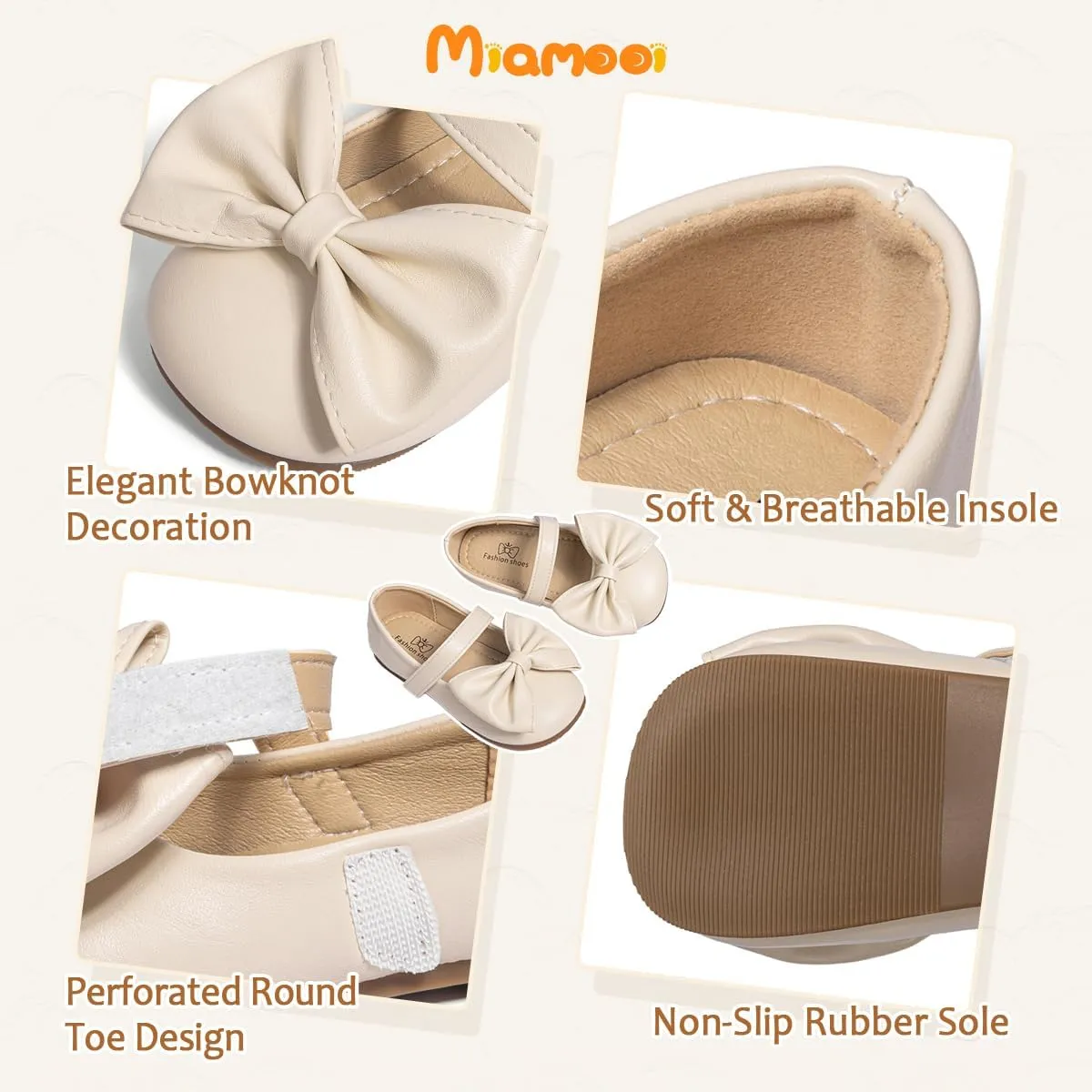 Miamooi Toddler Girl Mary Jane Flats Girls Dress Shoes for Party Wedding School Uniform Shoes Soft Cute Non-Slip Flat for Walking