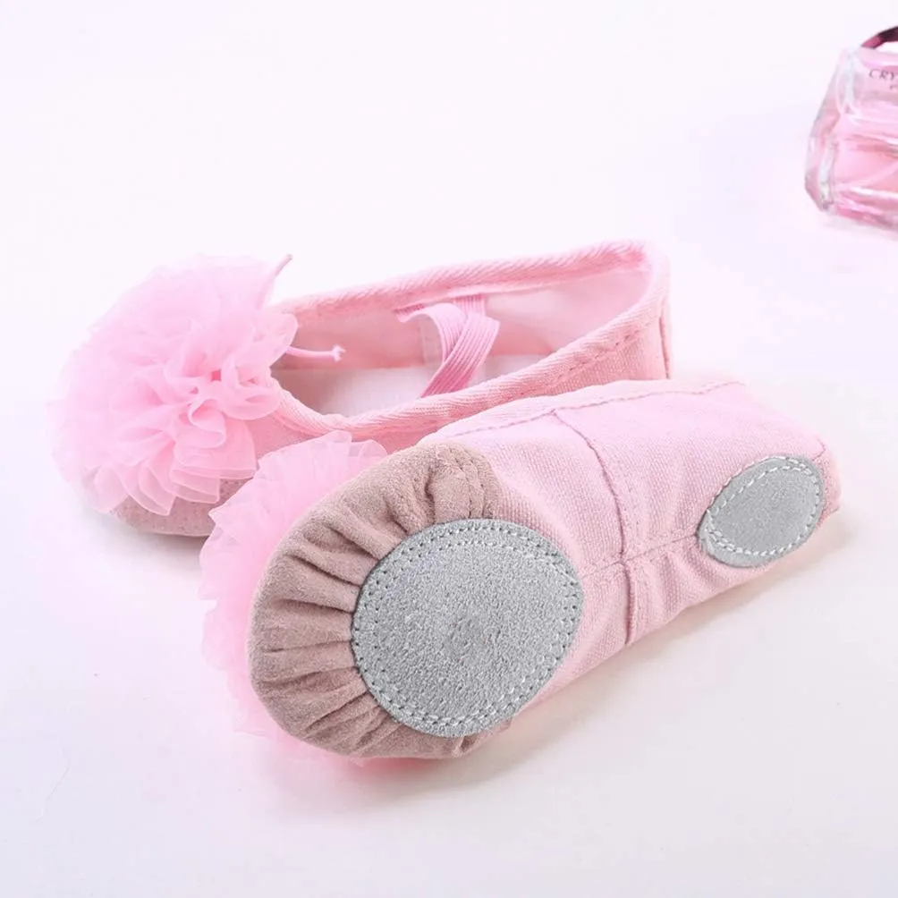 Milisten 1 Pair Girls Ballet Slippers Elastic Flower Dancing Shoes Belly Dance Sole Shoes
