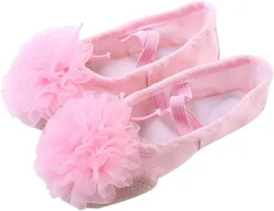 Milisten 1 Pair Girls Ballet Slippers Elastic Flower Dancing Shoes Belly Dance Sole Shoes