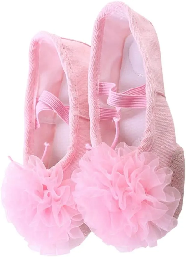 Milisten 1 Pair Girls Ballet Slippers Elastic Flower Dancing Shoes Belly Dance Sole Shoes