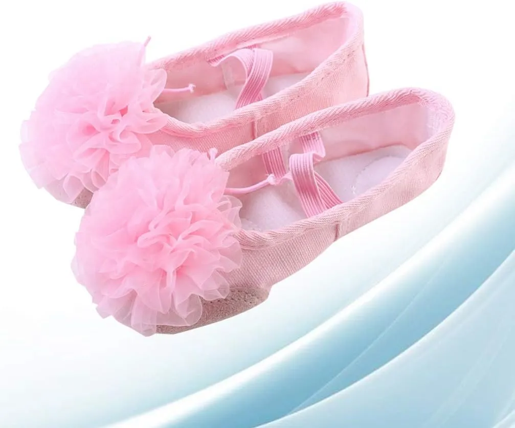 Milisten 1 Pair Girls Ballet Slippers Elastic Flower Dancing Shoes Belly Dance Sole Shoes