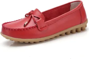 Momuk Women's Penny Loafers Leather Driving Moccasins Slip On Boat Shoes Fashion Comfort Flats