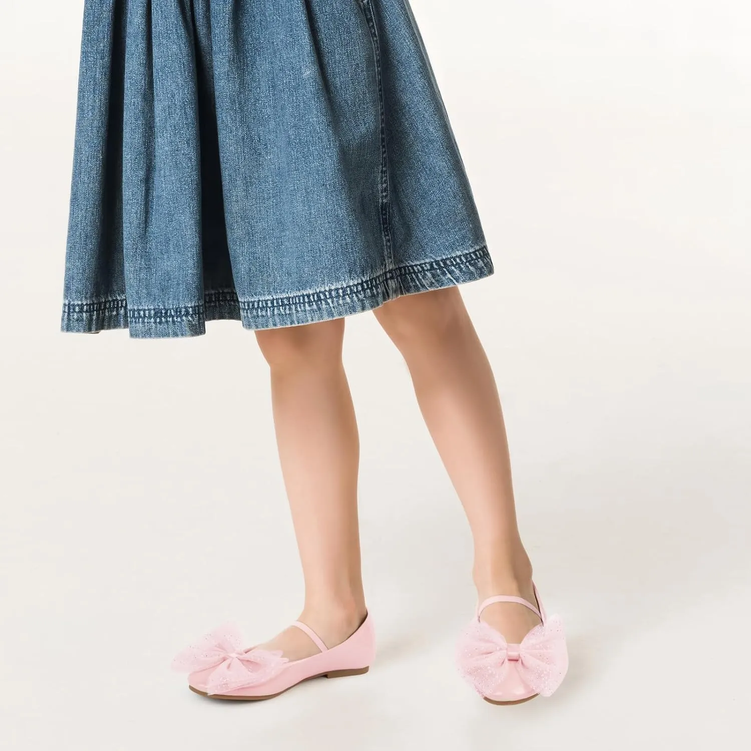 MUSSHOE Toddler Girls Dress Shoes Bow Girls Shoes Flower Mary Jane Flats Ballet Shoes for Kids