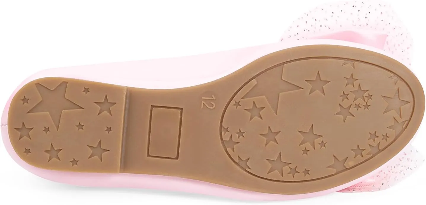MUSSHOE Toddler Girls Dress Shoes Bow Girls Shoes Flower Mary Jane Flats Ballet Shoes for Kids