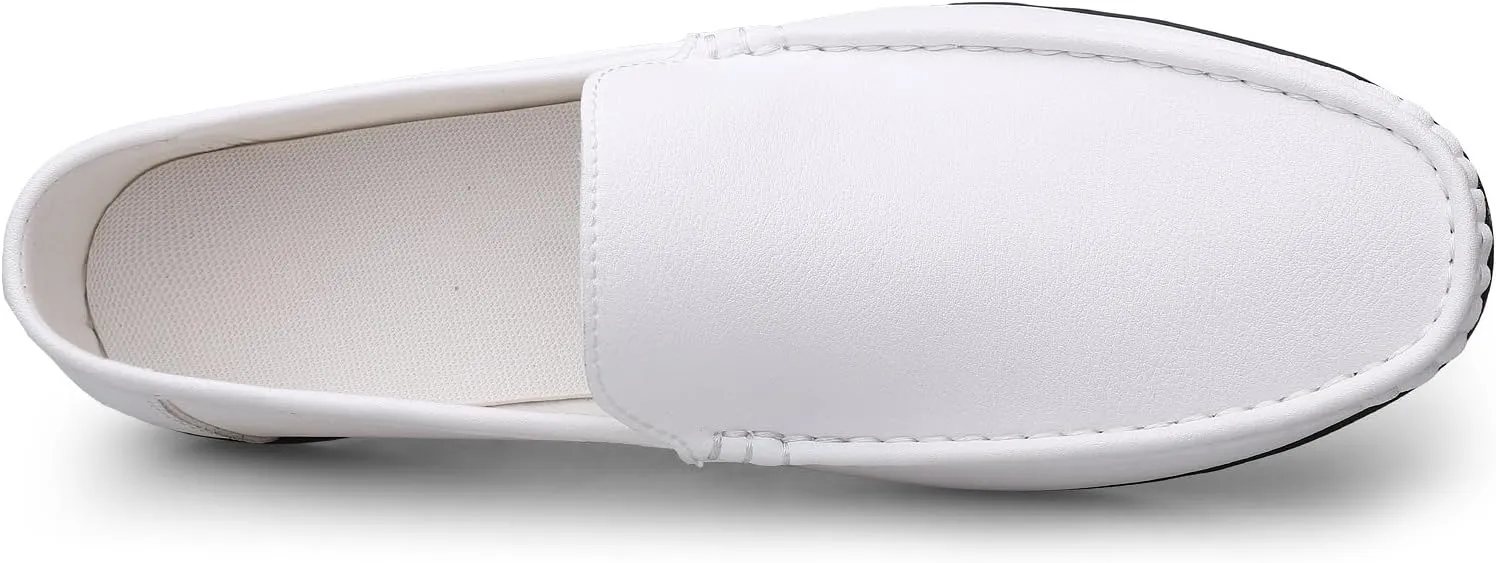 New Loafers for Men Round Toe Vegan Leather Solid Color Flat Heel Comfortable Lightweight Prom Slip-ons