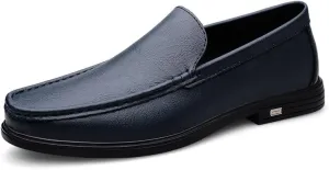 New Mens Loafers Shoe Round Toe Solid Color Vegan Leather Loafer Shoes Lightweight Flat Heel Resistant Classic Walking Slip On