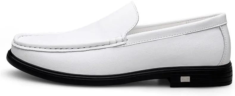 New Mens Loafers Shoe Round Toe Solid Color Vegan Leather Loafer Shoes Lightweight Flat Heel Resistant Classic Walking Slip On
