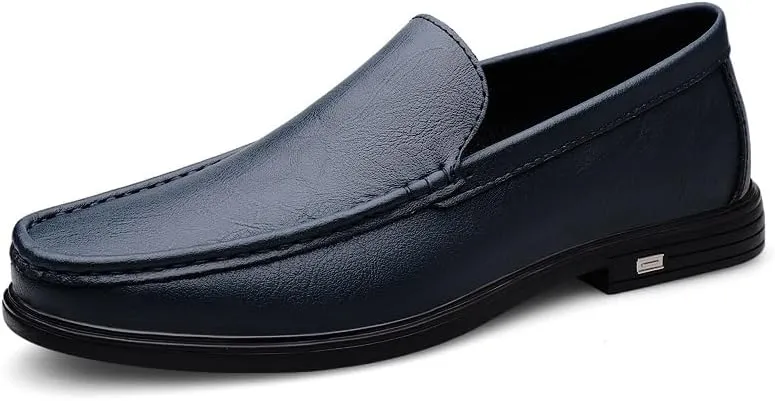 New Mens Loafers Shoe Round Toe Solid Color Vegan Leather Loafer Shoes Lightweight Flat Heel Resistant Classic Walking Slip On
