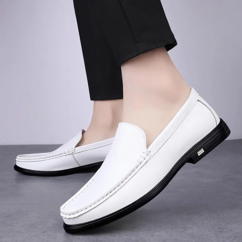 New Mens Loafers Shoe Round Toe Solid Color Vegan Leather Loafer Shoes Lightweight Flat Heel Resistant Classic Walking Slip On