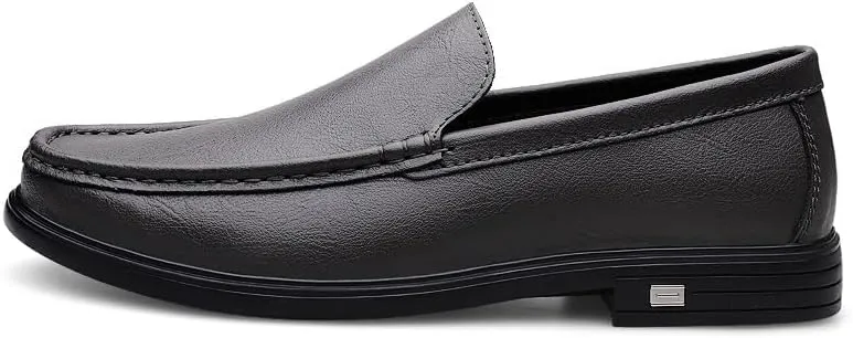 New Mens Loafers Shoe Round Toe Solid Color Vegan Leather Loafer Shoes Lightweight Flat Heel Resistant Classic Walking Slip On