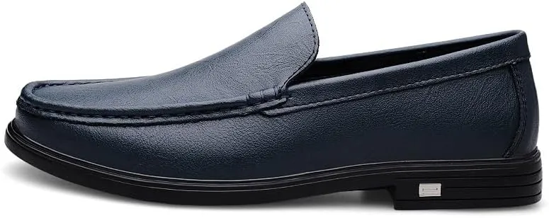New Mens Loafers Shoe Round Toe Solid Color Vegan Leather Loafer Shoes Lightweight Flat Heel Resistant Classic Walking Slip On