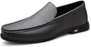 New Mens Loafers Shoe Round Toe Solid Color Vegan Leather Loafer Shoes Lightweight Flat Heel Resistant Classic Walking Slip On