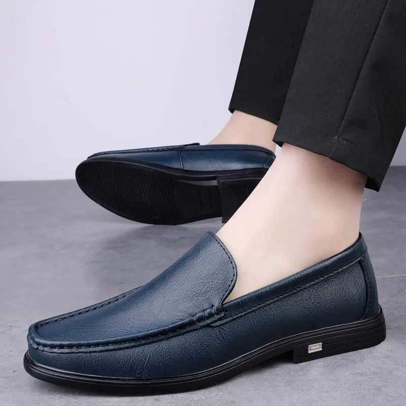 New Mens Loafers Shoe Round Toe Solid Color Vegan Leather Loafer Shoes Lightweight Flat Heel Resistant Classic Walking Slip On