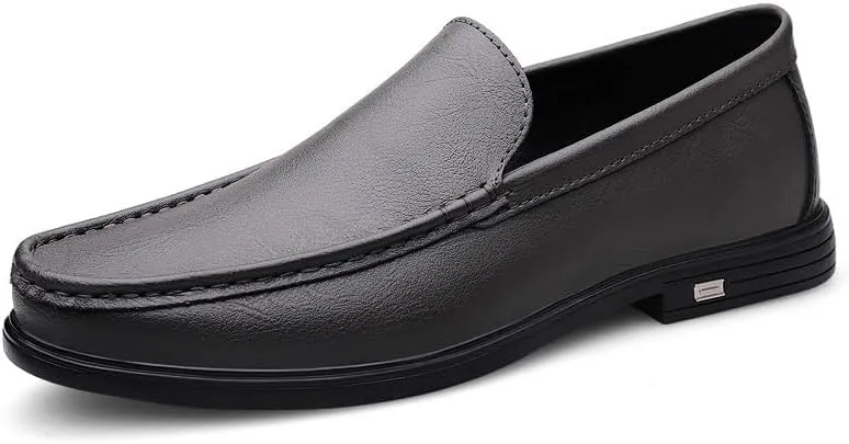 New Mens Loafers Shoe Round Toe Solid Color Vegan Leather Loafer Shoes Lightweight Flat Heel Resistant Classic Walking Slip On