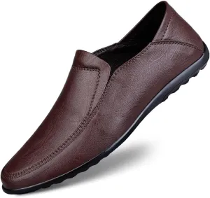 New Men's Loafers Shoes Solid Color Vegan Leather Loafers Lightweight Flat Heel Resistant Wedding Prom Slip On