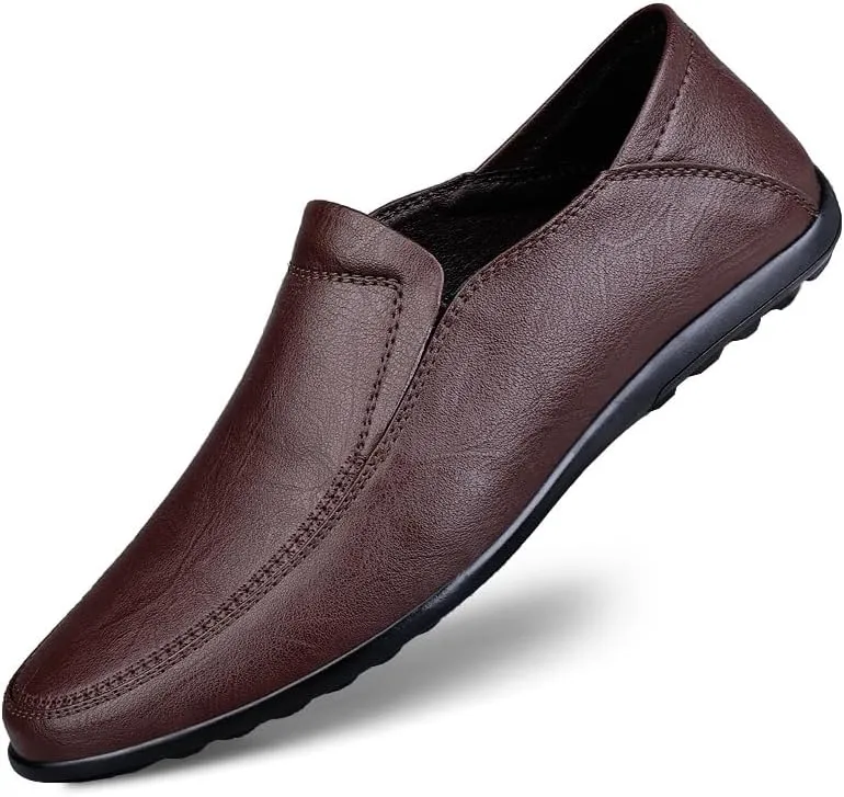 New Men's Loafers Shoes Solid Color Vegan Leather Loafers Lightweight Flat Heel Resistant Wedding Prom Slip On