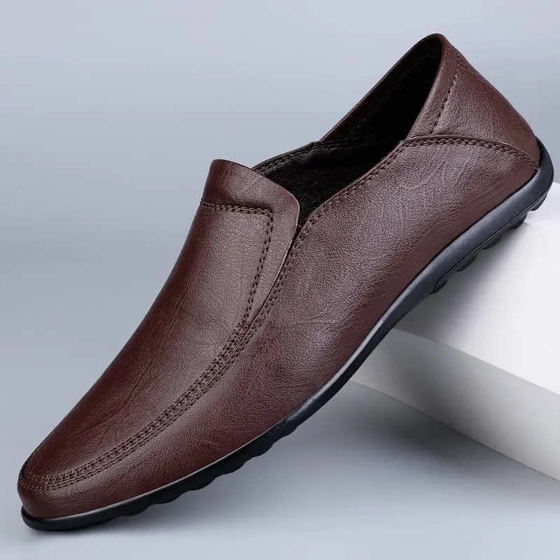 New Men's Loafers Shoes Solid Color Vegan Leather Loafers Lightweight Flat Heel Resistant Wedding Prom Slip On