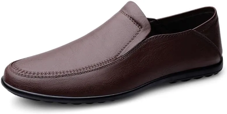 New Men's Loafers Shoes Solid Color Vegan Leather Loafers Lightweight Flat Heel Resistant Wedding Prom Slip On