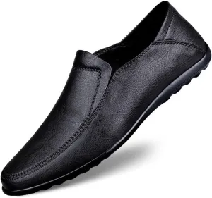 New Men's Loafers Shoes Solid Color Vegan Leather Loafers Lightweight Flat Heel Resistant Wedding Prom Slip On