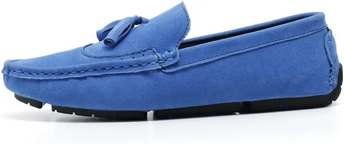 New Men's Loafers Shoes Square Toe Wingtips Suede Vegan Leather with Tassel Resistant Lightweight Flat Heel Classic Slip On